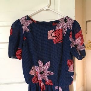 Vintage! Blue Floral Dress S/M