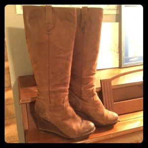 FRYE womens wedge heel leather boots paige 8.5