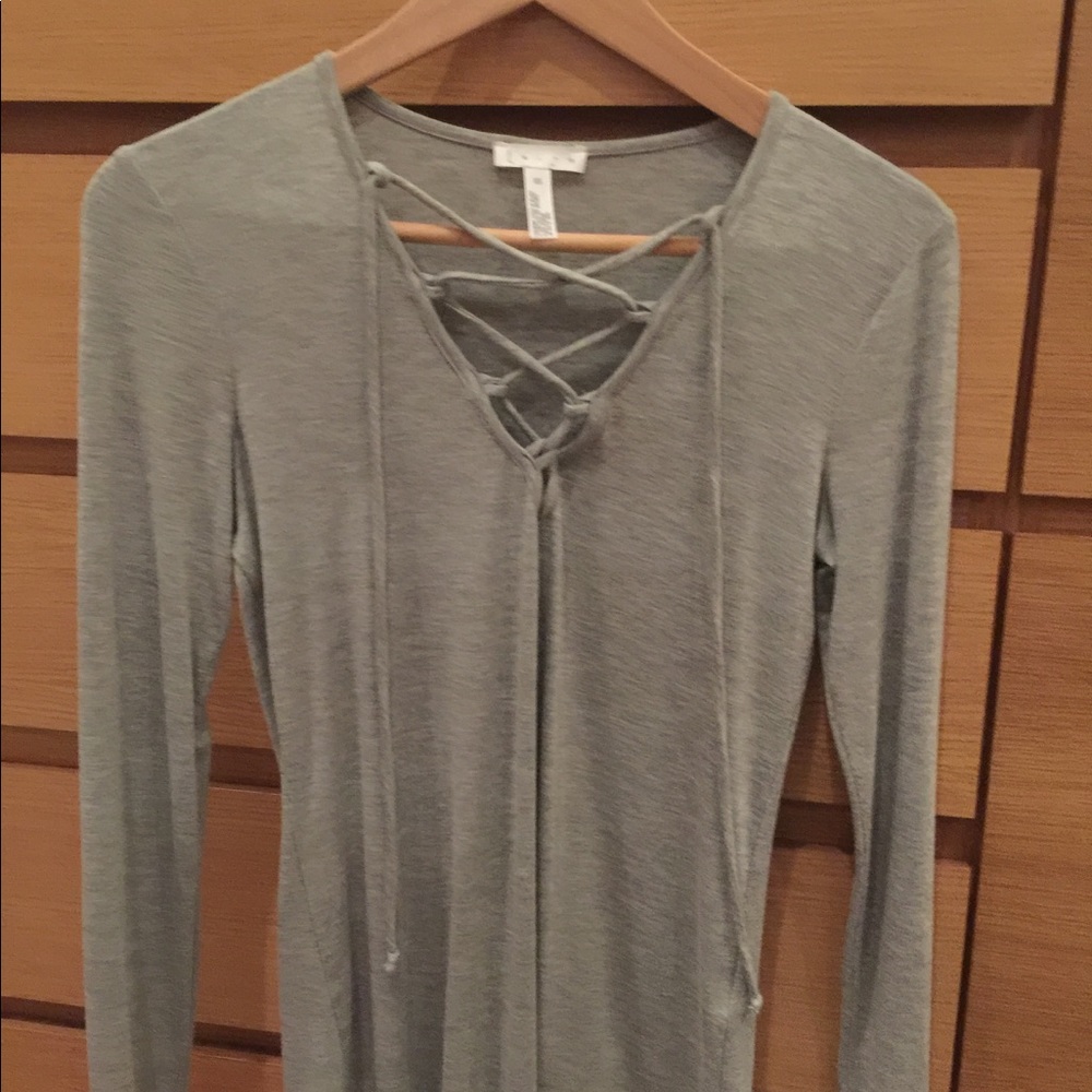 Gray Leith lace up top
