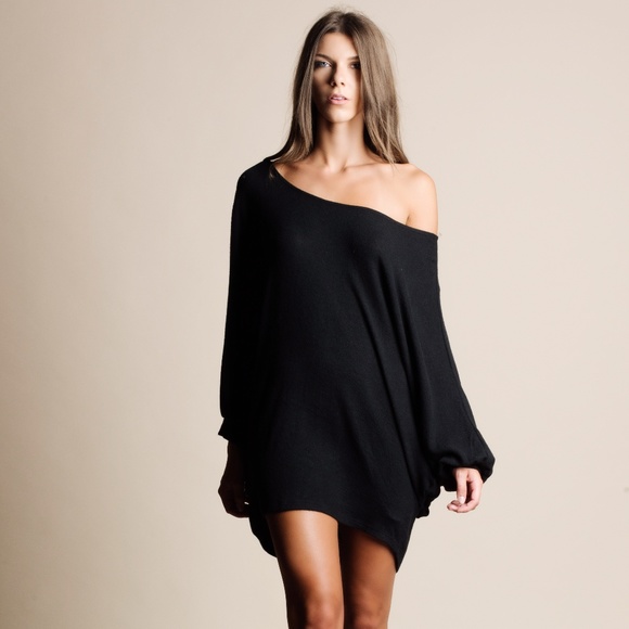 Soft Off Shoulder Slouchy Sweater Dress - Picture 2 of 4