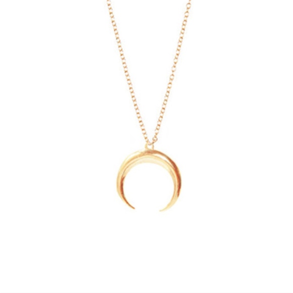 Crescent Gold Delicate Dainty Pendant Necklace - Picture 2 of 5
