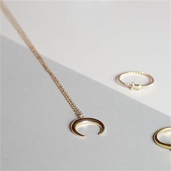 Crescent Gold Delicate Dainty Pendant Necklace - Picture 3 of 5