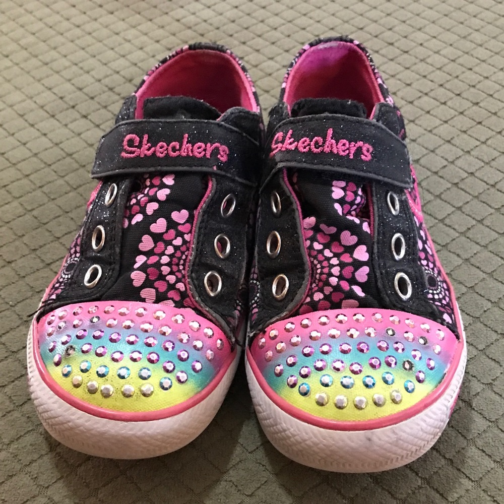 US 10 Little Girls Skechers Twinkle Toes shoes