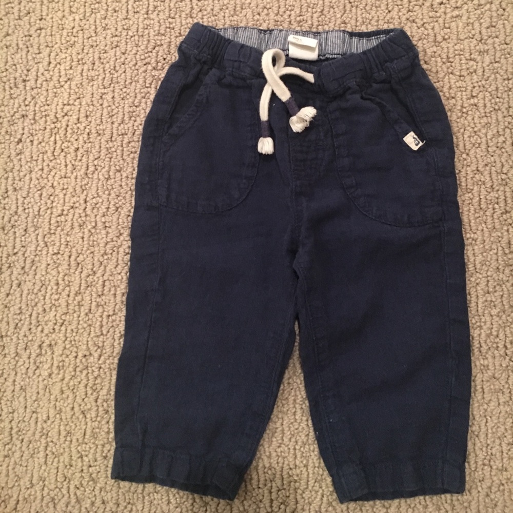 H&M 9-12 m months baby boy navy linen pants infant