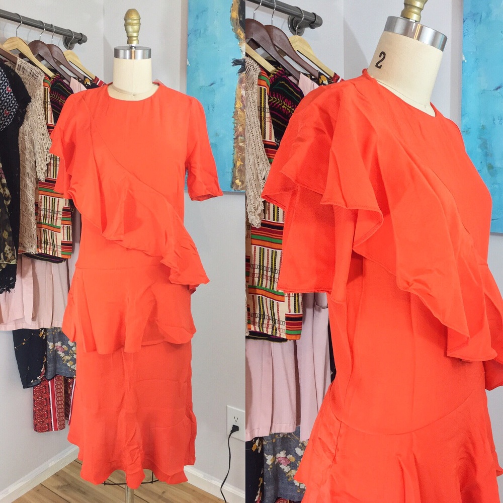 ASOS Size 2 Red Ruffle Dress
