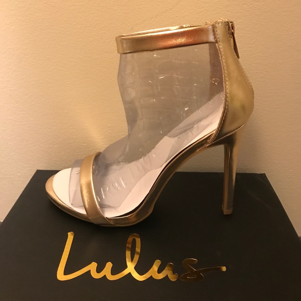 Gold Ankle strap heels