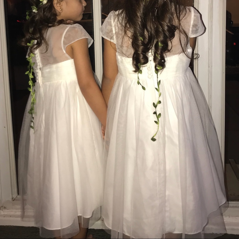 MESH FLOWER GIRL DRESS WITH ILLUSION NECKLINE - Picture 3 of 3