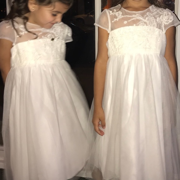MESH FLOWER GIRL DRESS WITH ILLUSION NECKLINE - Picture 2 of 3