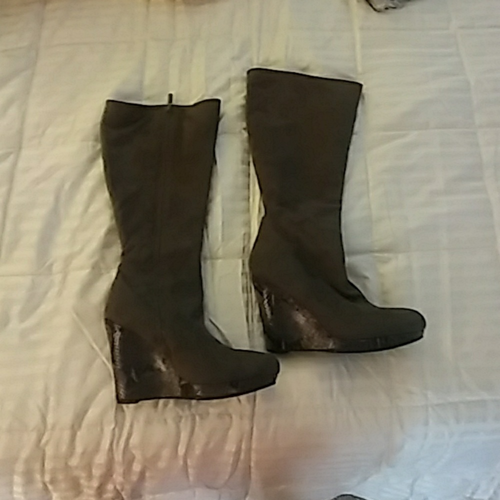 Grey Suede below the knee boot