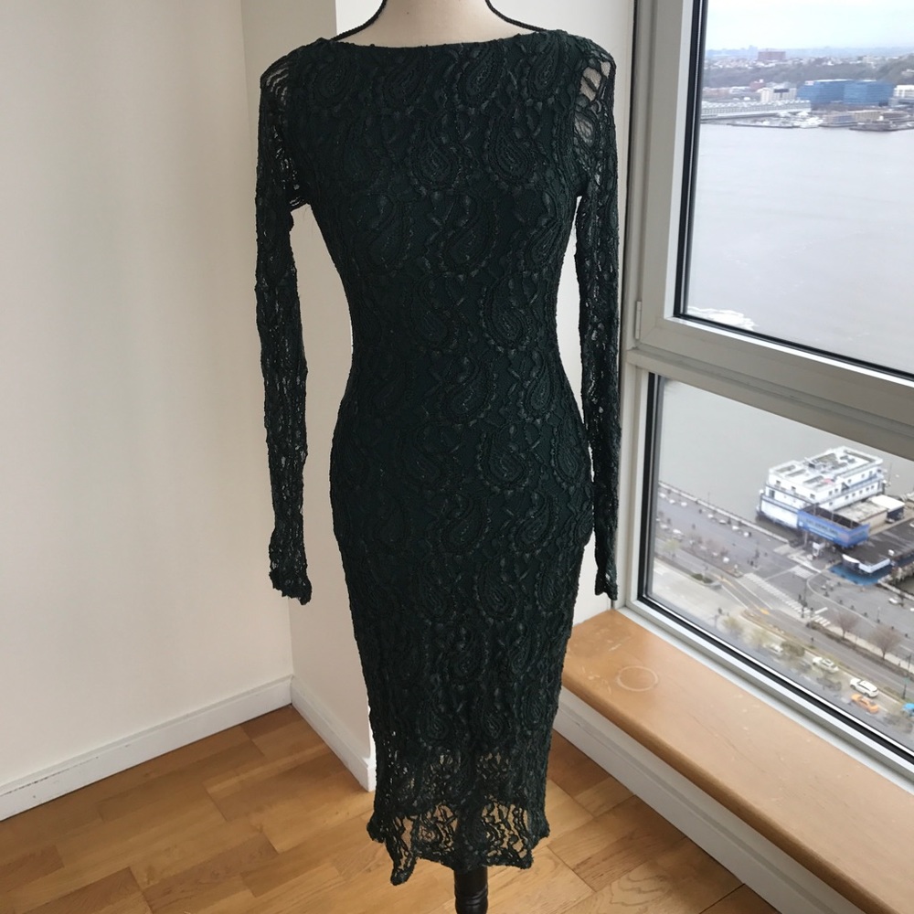 Dark Green Dress with open back