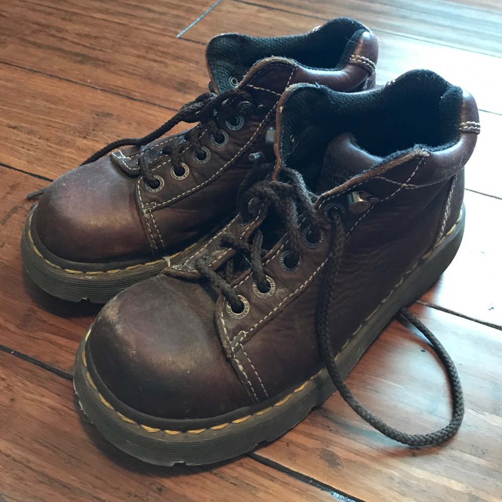 Brown leather Dr. Martens boots
