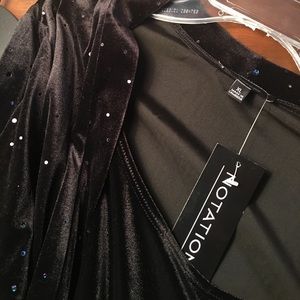 Velvet mock cardigan top