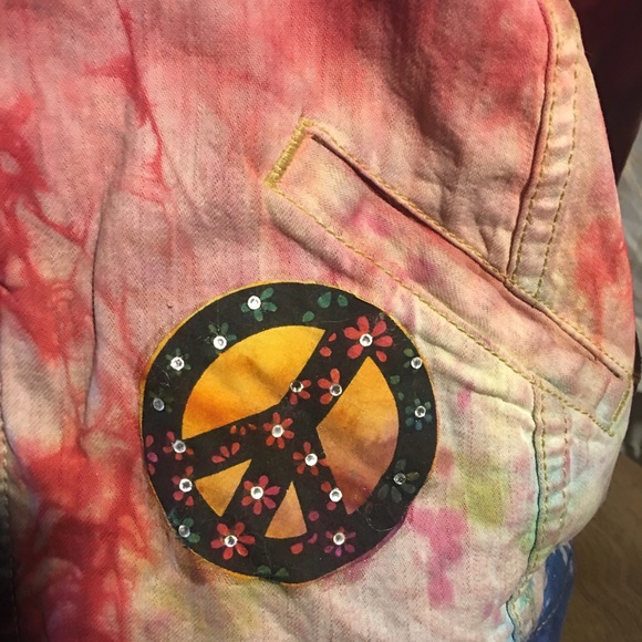 Tye-dye Peace patch jean jacket - Picture 4 of 8