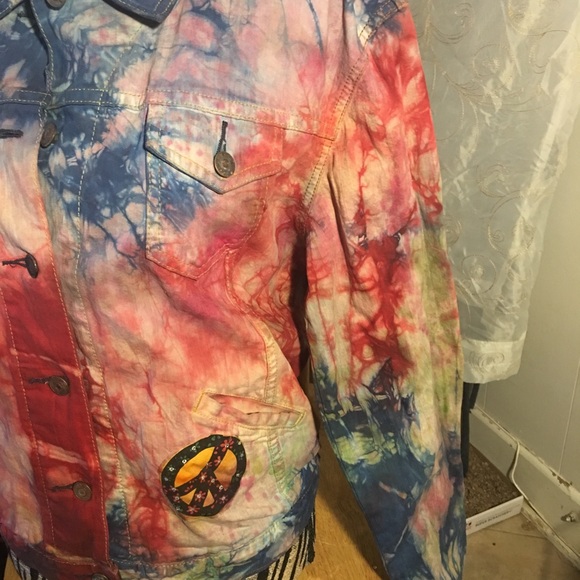 Tye-dye Peace patch jean jacket - Picture 6 of 8