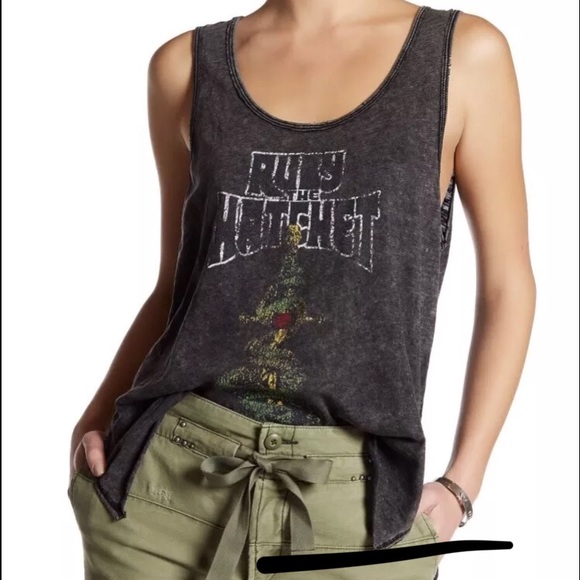 Free People Black Ruby Tank Oversized Distressed - Picture 1 of 7