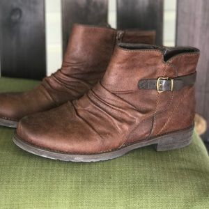 Bare Traps brown buckle booties.