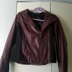 Burgandy moto with stretch side panels