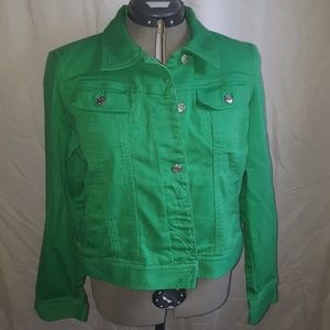 Green denim jacket