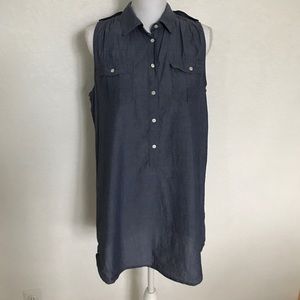 J. Crew denim blue button tunic top
