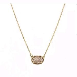 Gold Linght Pink Glass Pendant Necklace