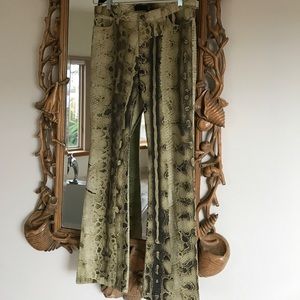 Vintage green snake print "Just Cavalli" jeans.