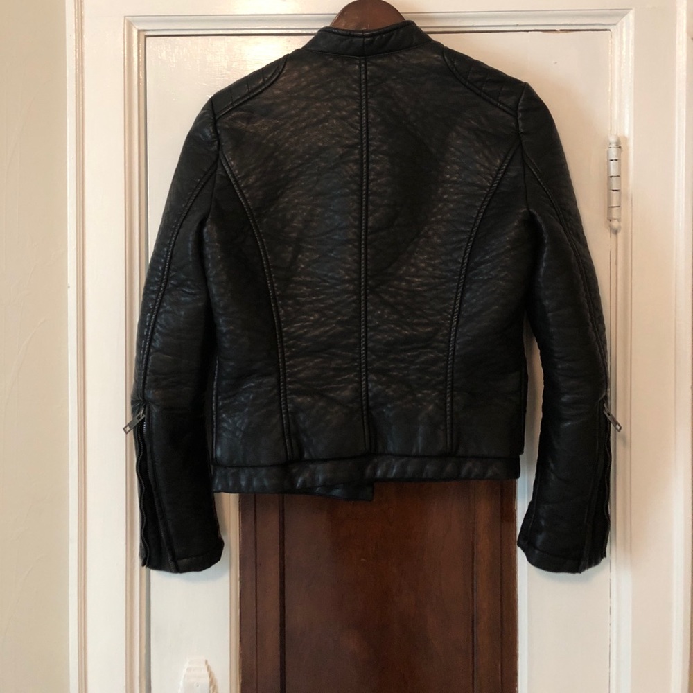 Zara Basic Leather Jacket - Black - Picture 3 of 3