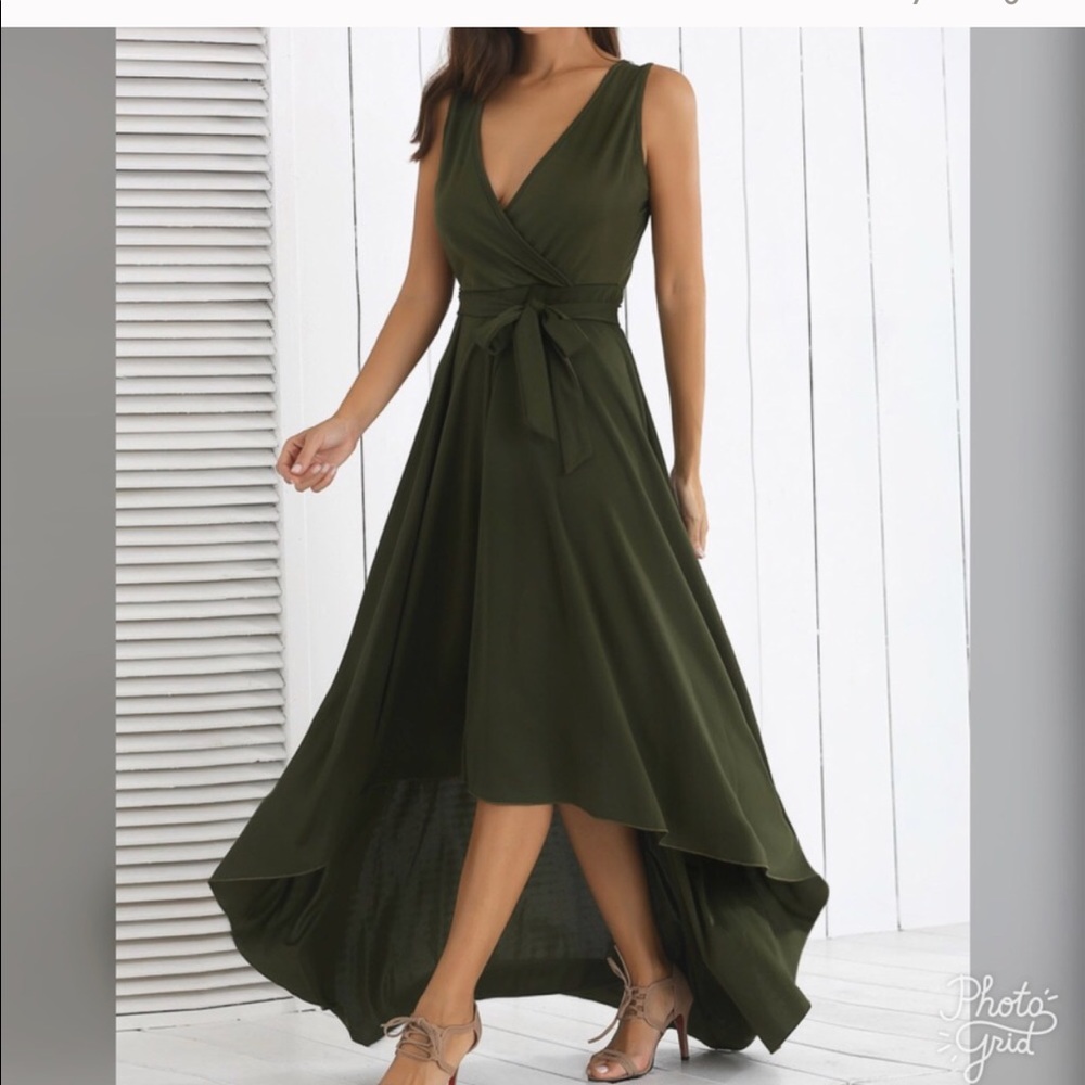 High low faux wrap maxi dress