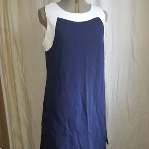Navy and white pique cotton dress