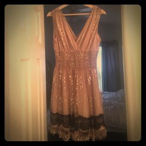 Sheer gold lace foil dress