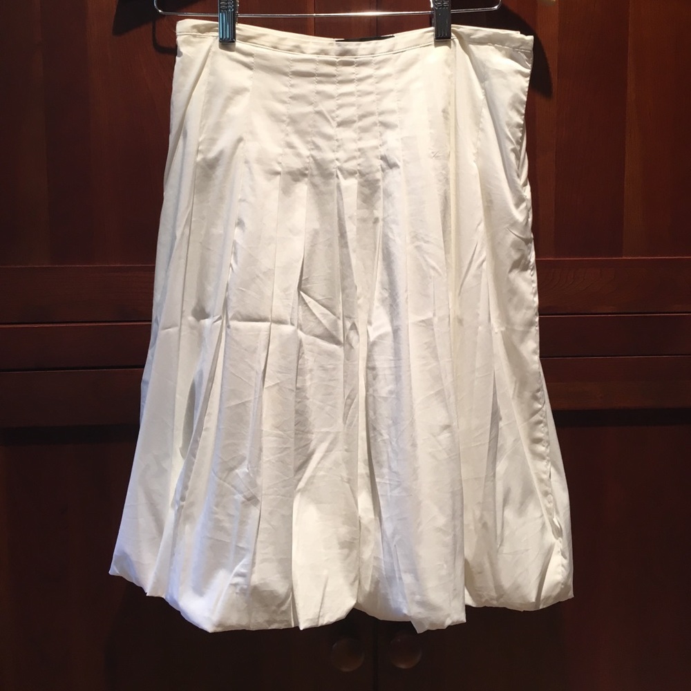 BCBG bubble hem, pin tucked skirt