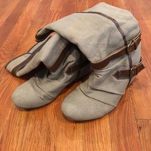 Aldo Canvas Tall Wedge Boots