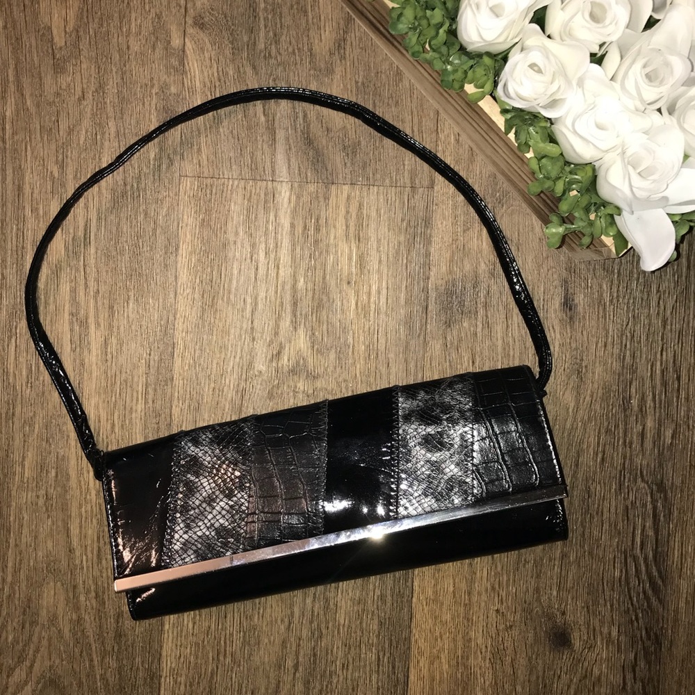 Nine West Black & Silver Patent Leather Handbag