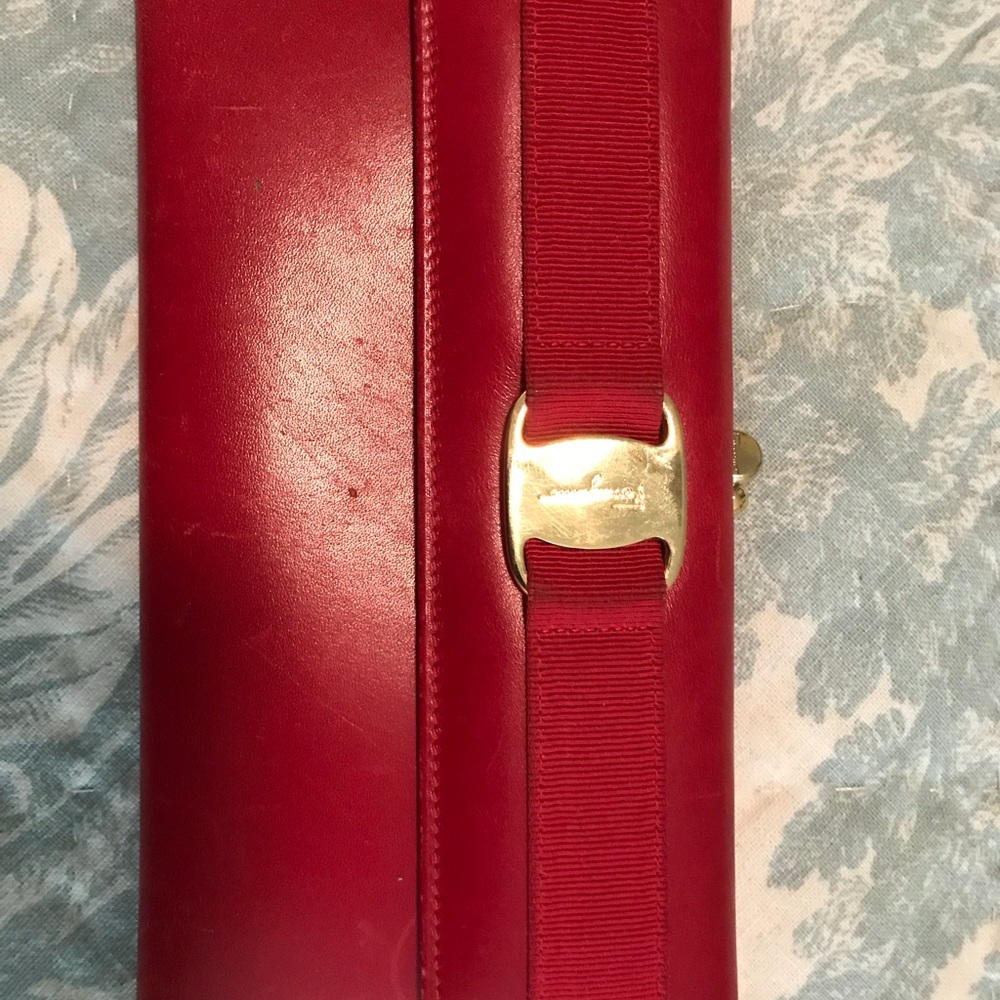 Ferragamo Vintage Red Calfskin Vara Wallet