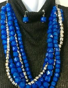 Blue and Silver Jewelry Set
