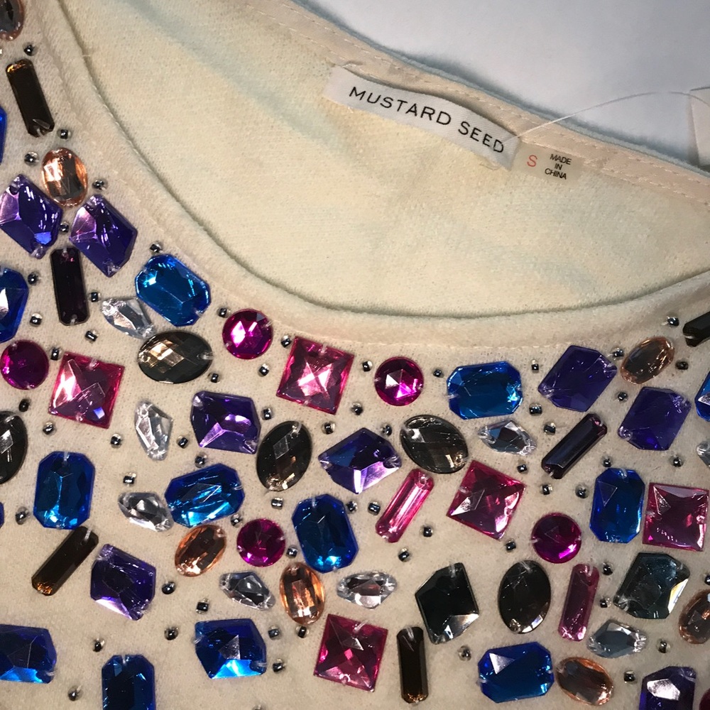 Bejeweled sweater crop top