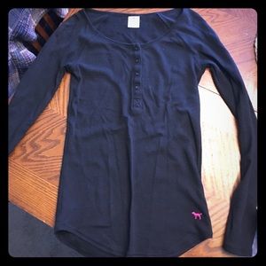VICTORIAS SECRET PINK HENLEY LONG JOHN WITH BLING