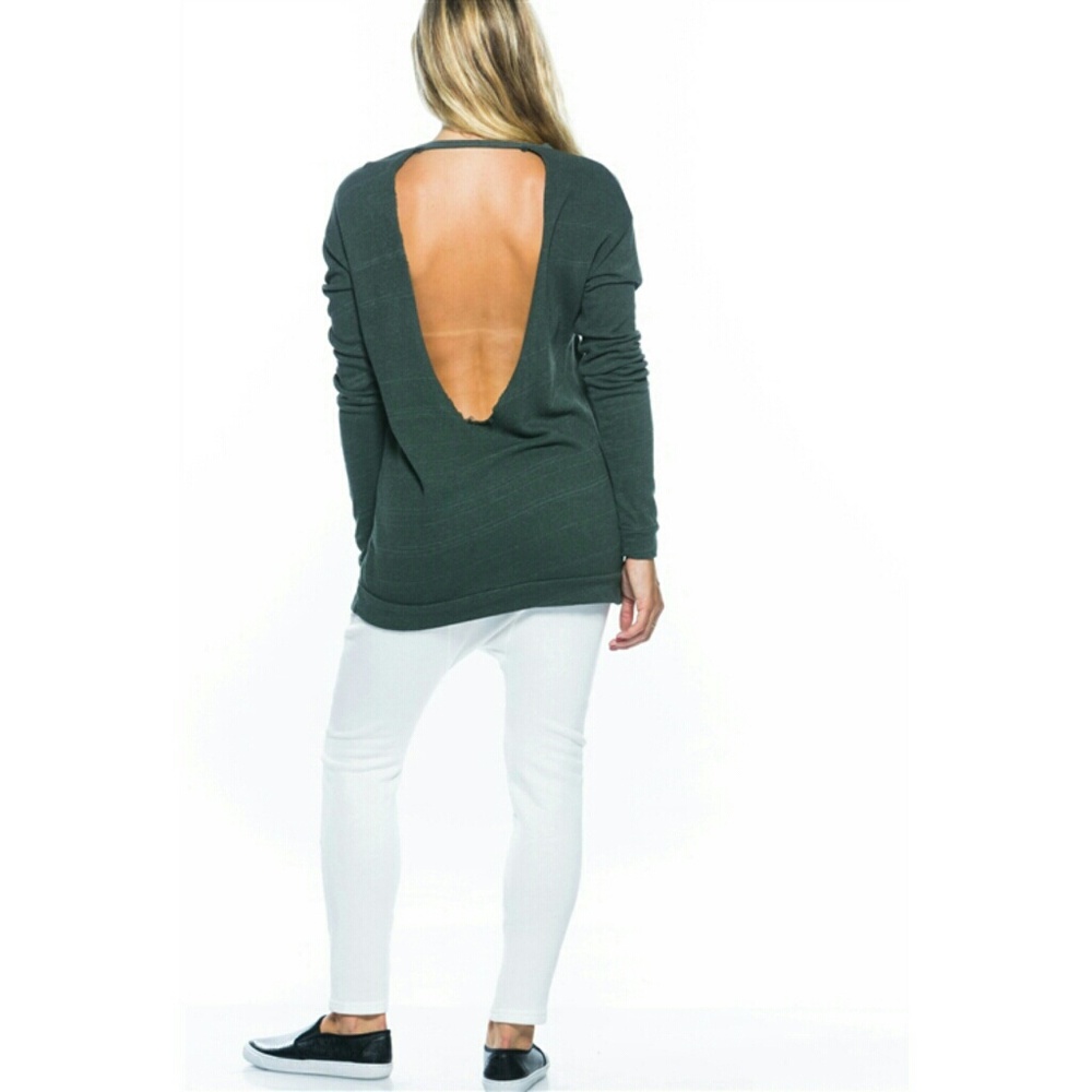 LAST ❤⭐ Cutout Back Hunter Green Sweater - Picture 4 of 6