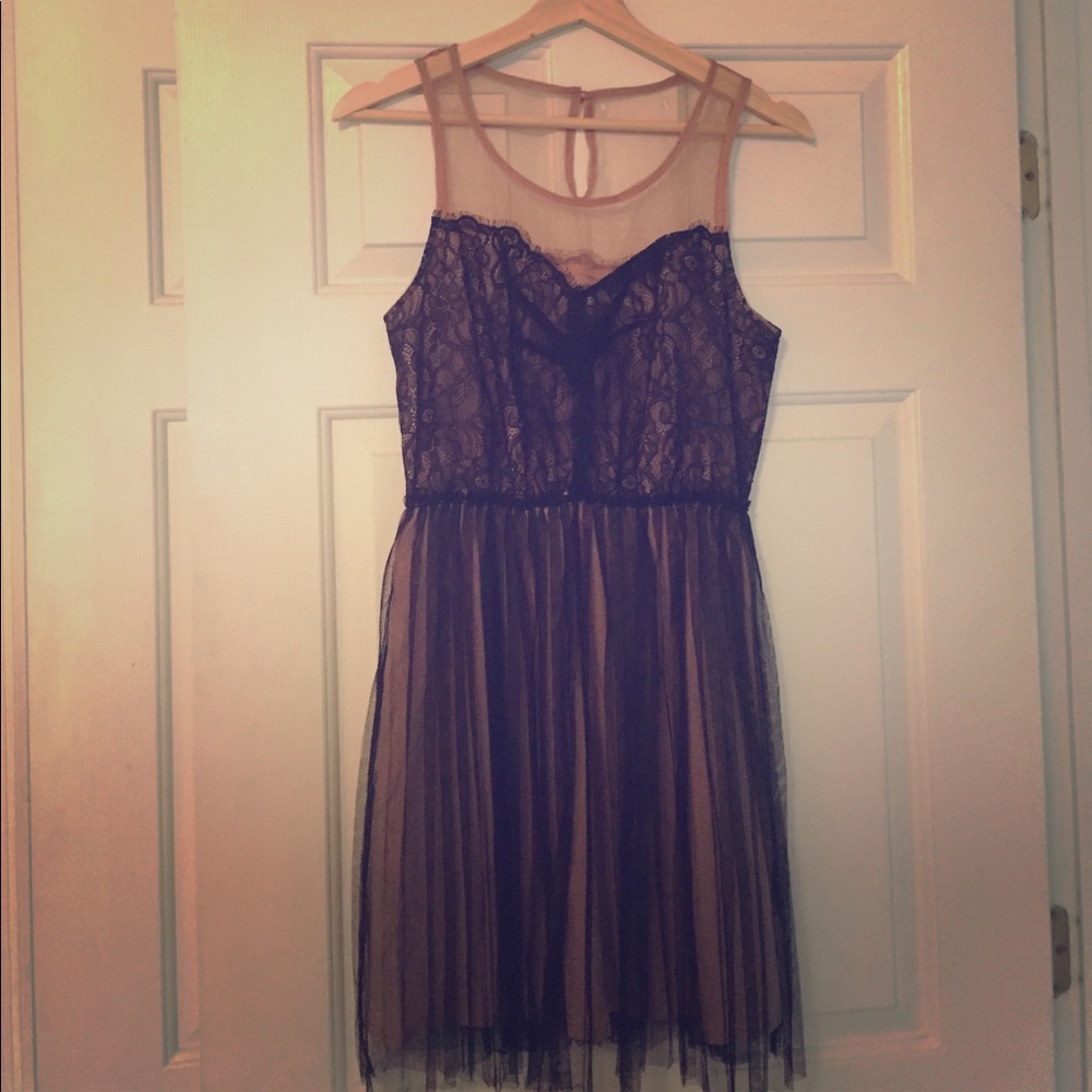 Black lace sheer dress