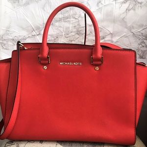 MICHAEL Michael Kors Selma Large Satchel Red Gold