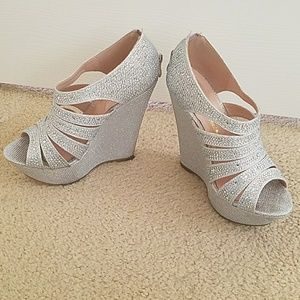 Glitter platform wedges