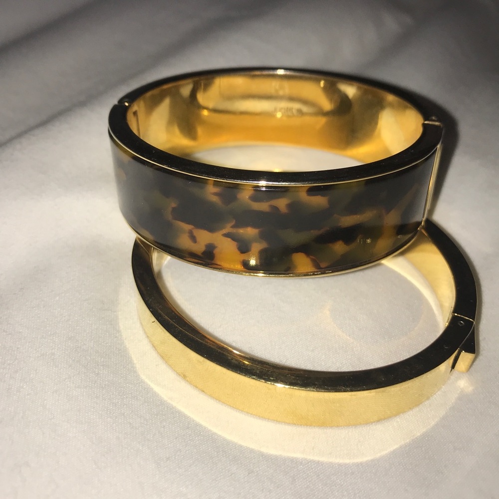 J. Crew Gold & Tortoiseshell Hinged Bracelets