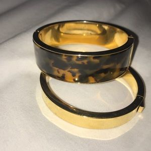 J. Crew Gold & Tortoiseshell Hinged Bracelets