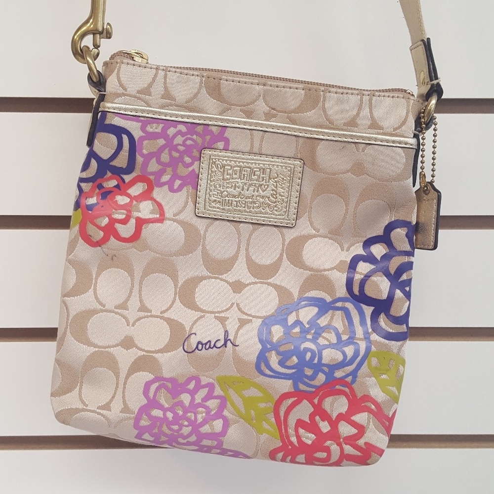 Coach crossbody purse flowers
