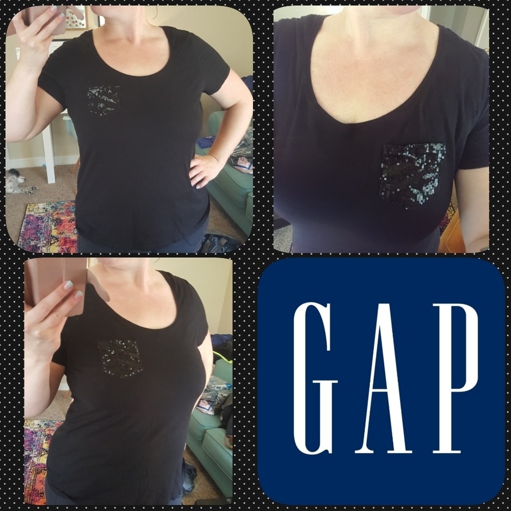 Gap black sequin plus size tee