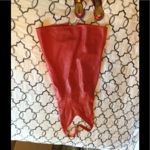 Red leather halter dress KID LEATHER SUPER SOFT!
