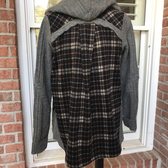 Derry Cable Knit Plaid Jacket Sweater Hooded Wool - Picture 3 of 7