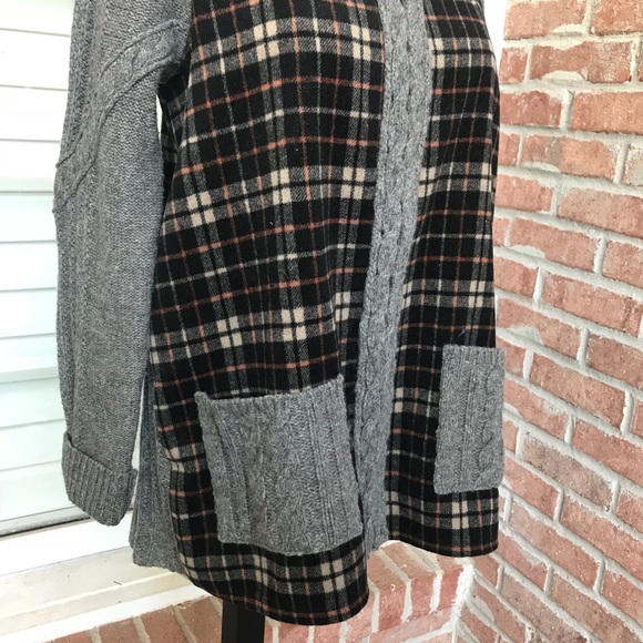 Derry Cable Knit Plaid Jacket Sweater Hooded Wool - Picture 4 of 7