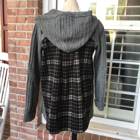 Derry Cable Knit Plaid Jacket Sweater Hooded Wool - Picture 5 of 7