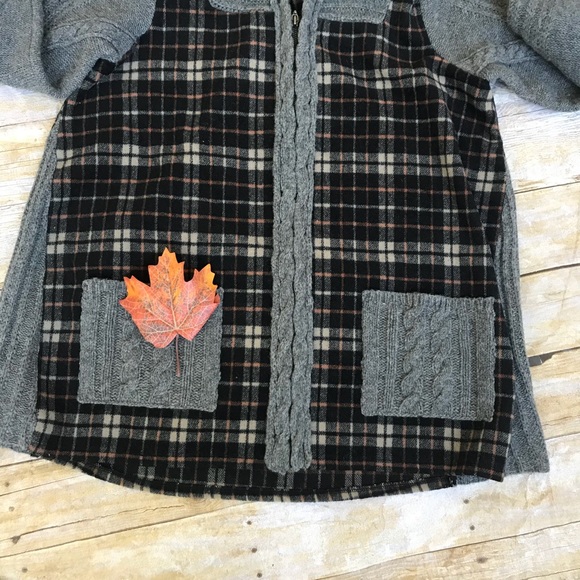 Derry Cable Knit Plaid Jacket Sweater Hooded Wool - Picture 6 of 7