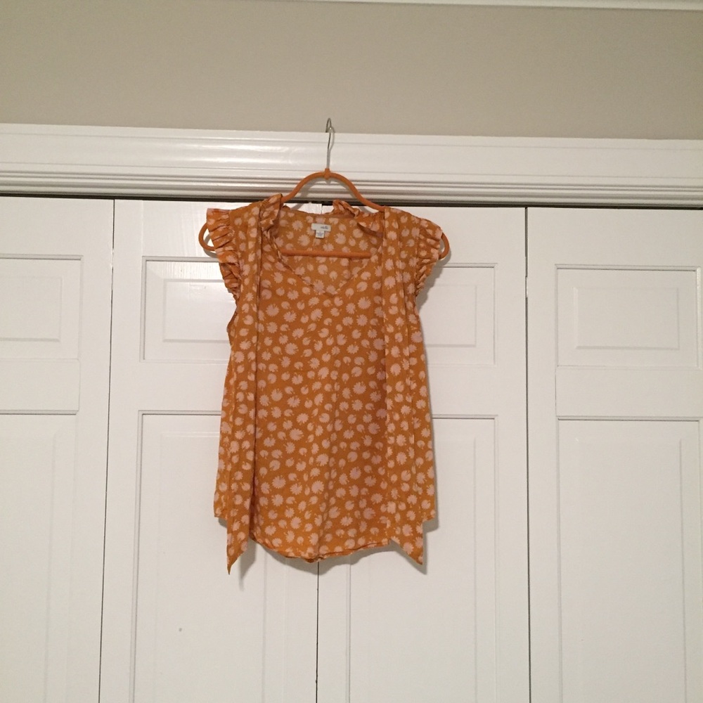 Anthropologie odille mustard bow top size 2